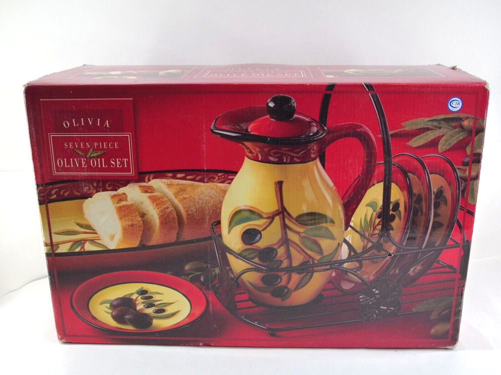 Kate McRostie Certified International Olive Snack Pitcher Plates Basket 10071